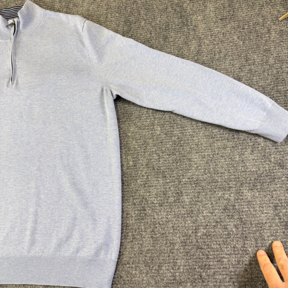 Brooks Brothers Mens Light Blue Qtr Zip Sweater Pullover Knit Mock Neck Size 2XL - Picture 4 of 16